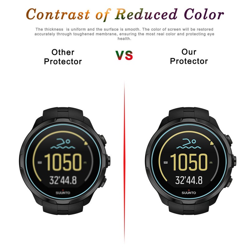 Diruite 3-Pack for Suunto Spartan Sport Tempered Glass Screen Protector, 2.5D 9H Hardness Ultra-Thin Tempered Glass Screen Protective Film [Anti-Scratch] - Image 4